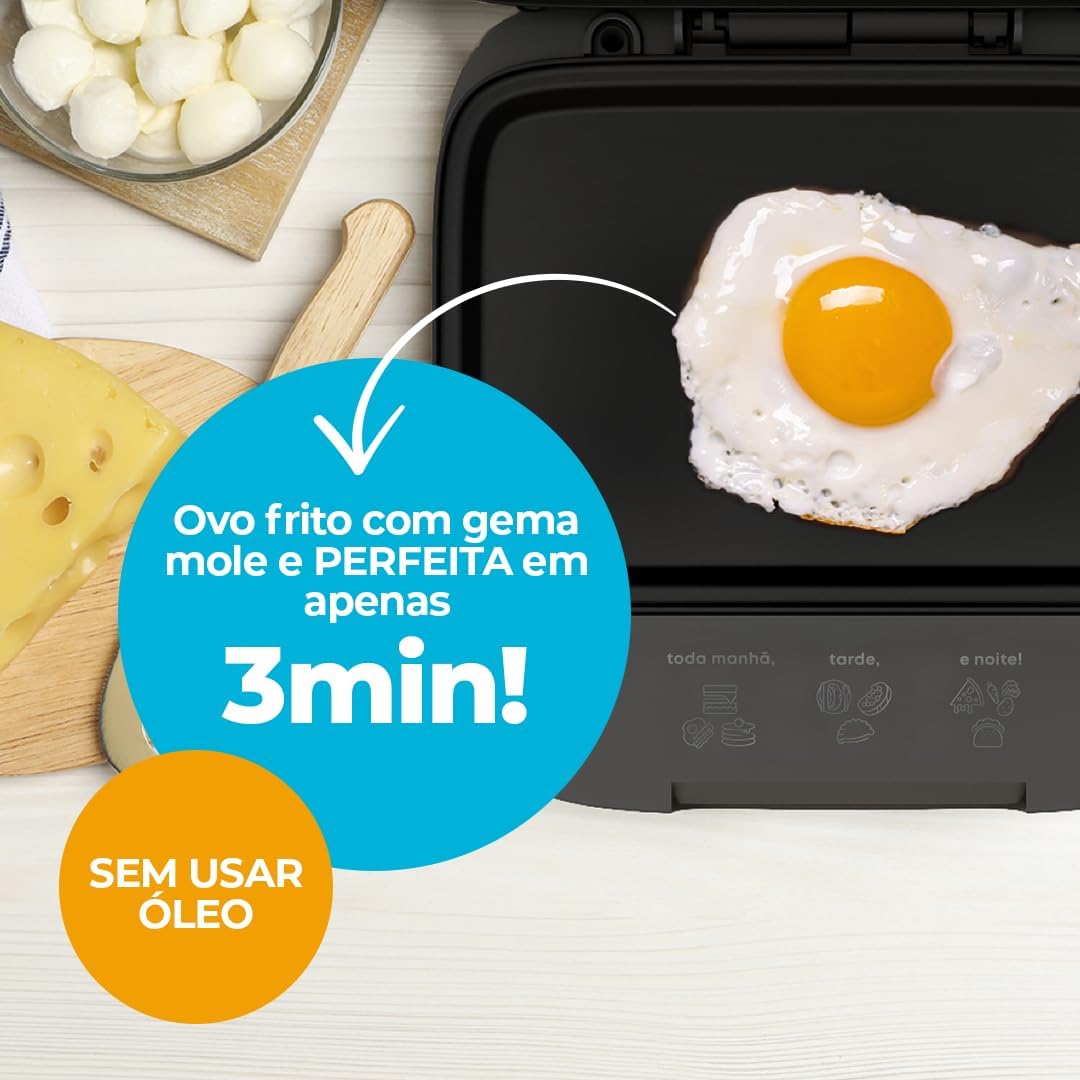 Sanduicheira Grill com Chapas Antiaderentes Profundas e LEDs Indicadores