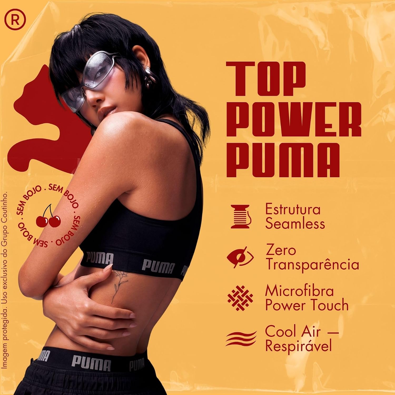 Top Puma Feminino Esportivo Poliamida Academia Nadador Sem Bojo Original