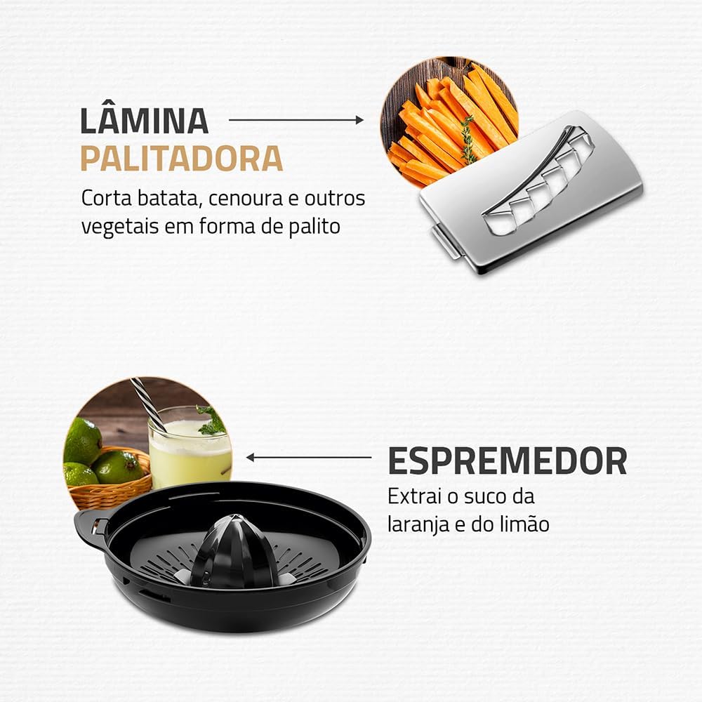 MONDIAL Multiprocessador Turbo Chef 9 em 1, Preto, 1000W, 110V - MPN-01-BF