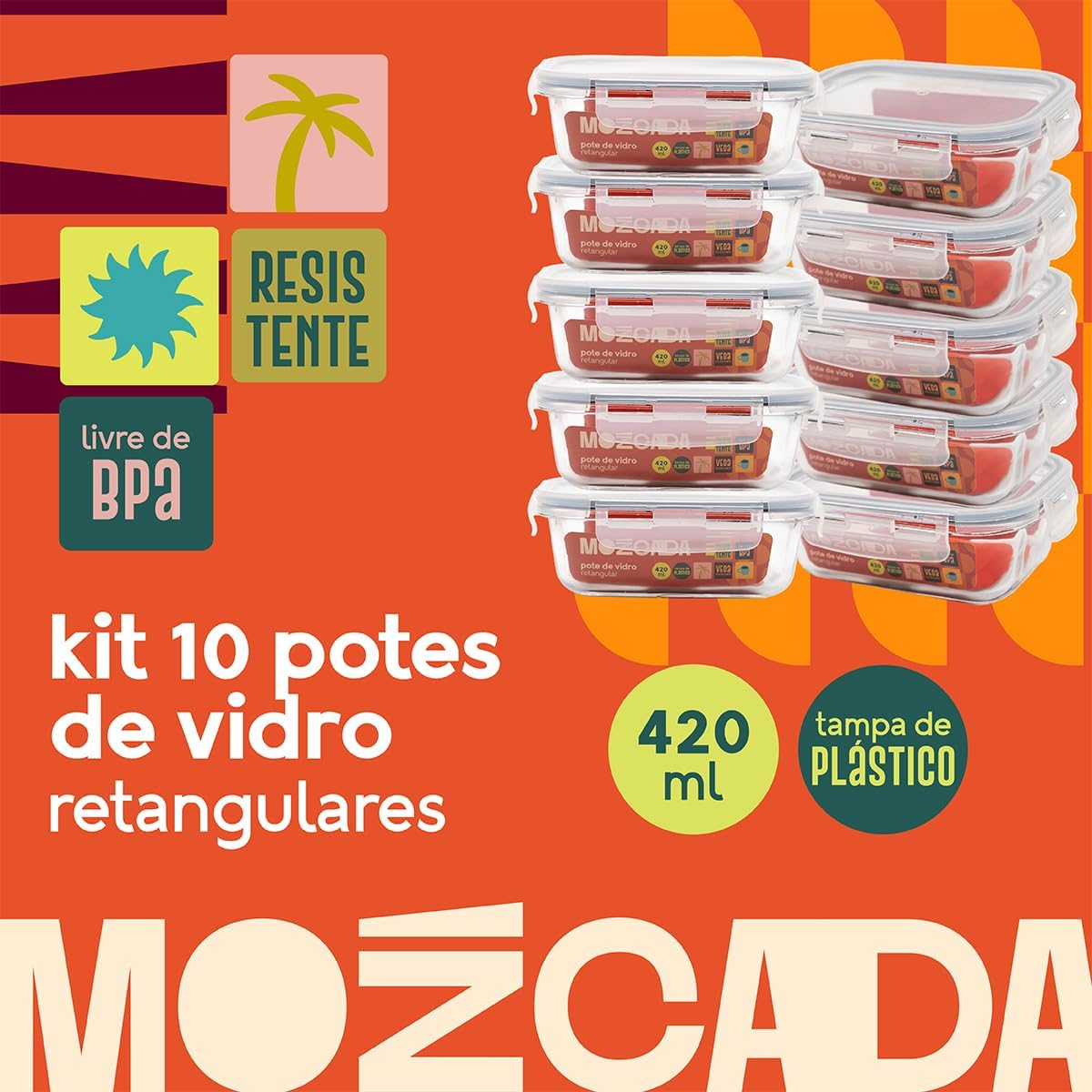 Kit de Potes Herméticos para Conservação de Alimentos
