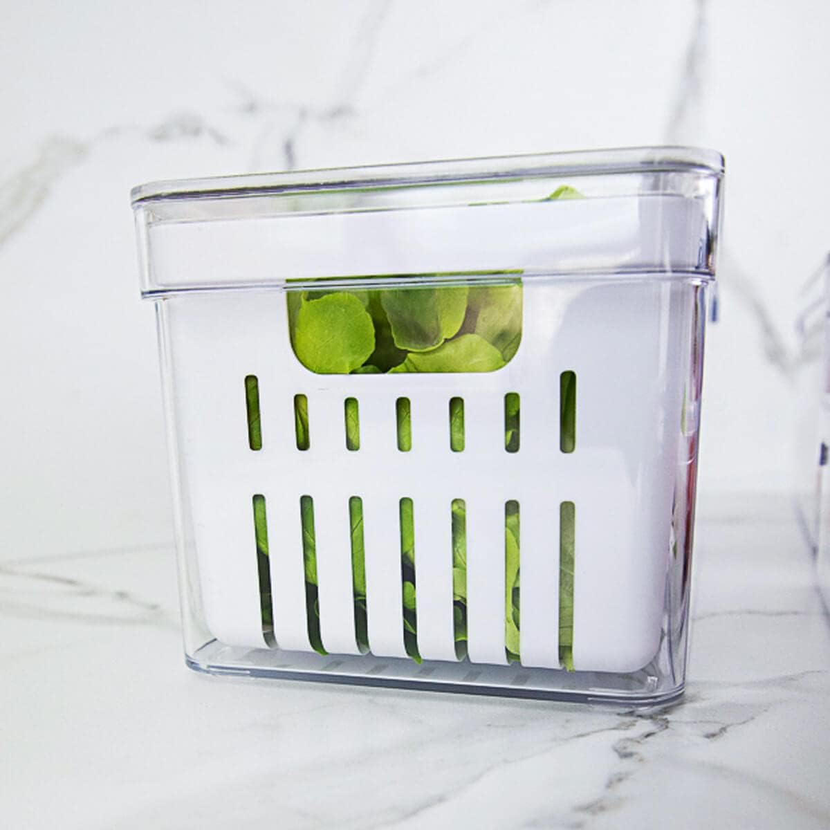 Ou Organizador de Geladeira com Cesto 5L Natural Linha Clear Fresh