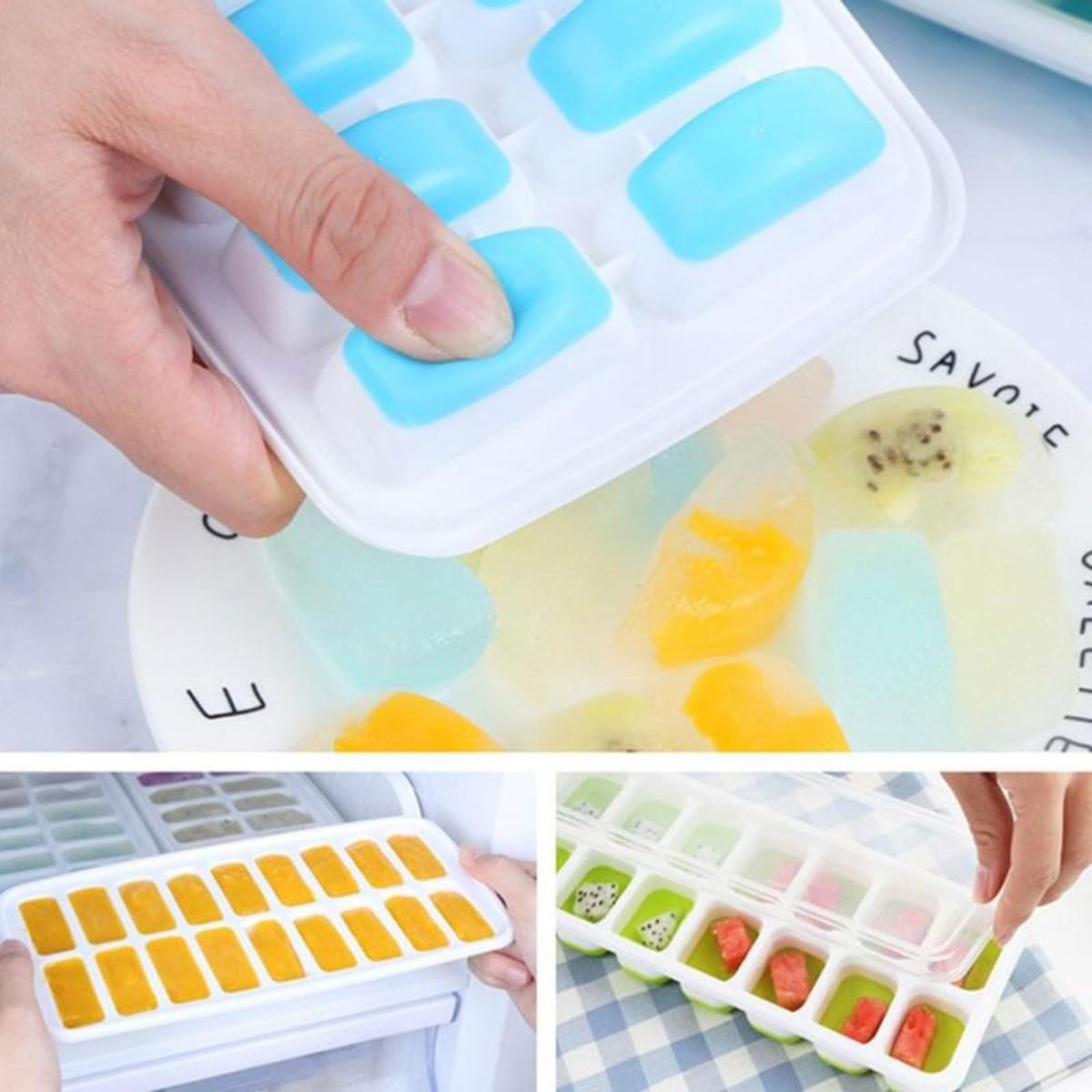 Kit Formas de Gelo com Tampa Protetora e Fundo de Silicone