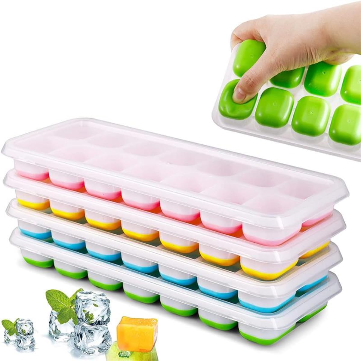Kit Formas de Gelo com Tampa Protetora e Fundo de Silicone