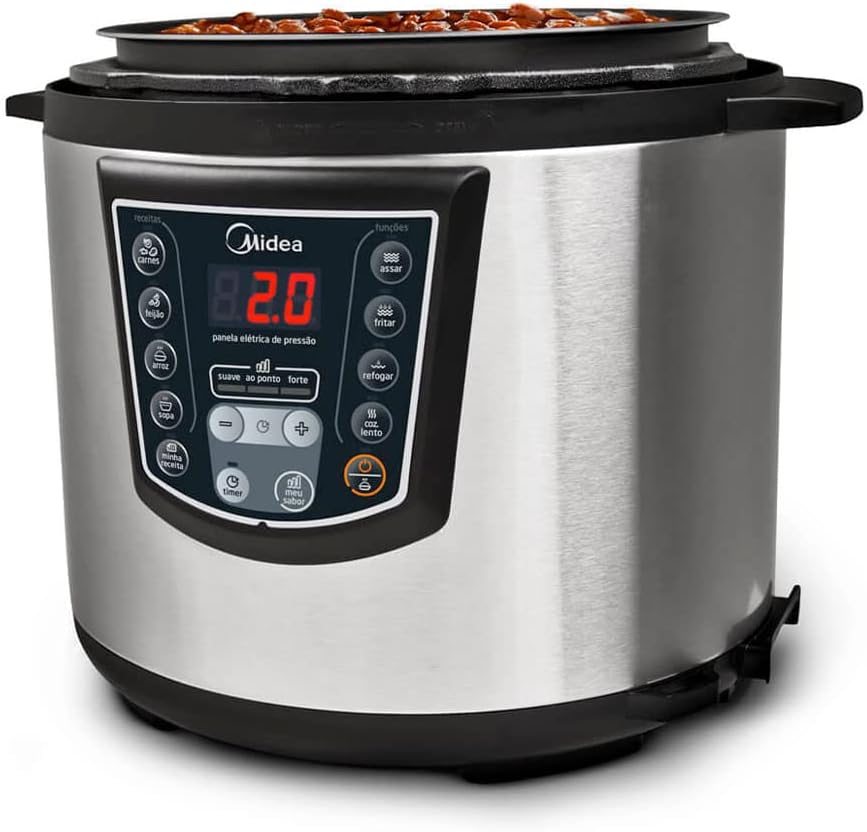 Panela de Pressão Elétrica Digital Midea 6L com 8 Funções Pré-programadas