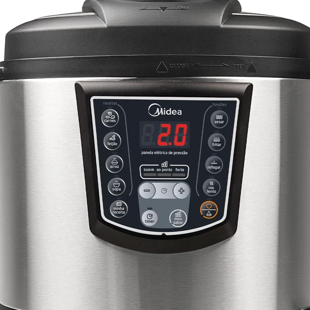 Panela de Pressão Elétrica Digital Midea 6L com 8 Funções Pré-programadas