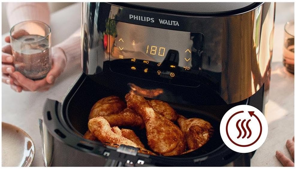 Philips Walita Preta Fritadeira Airfryer Essential XL Digital, 6.2L de capacidade, Garantia internacional de dois anos, 110V, 2000W (RI9270/90)
