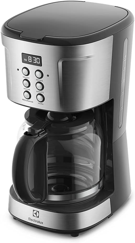 Electrolux Cafeteira Elétrica inox filtro permanente removivel capacidade 1,5L 38 xicaras função timer painel digital desligamento automatico ECM30 cor aço escovado 127v