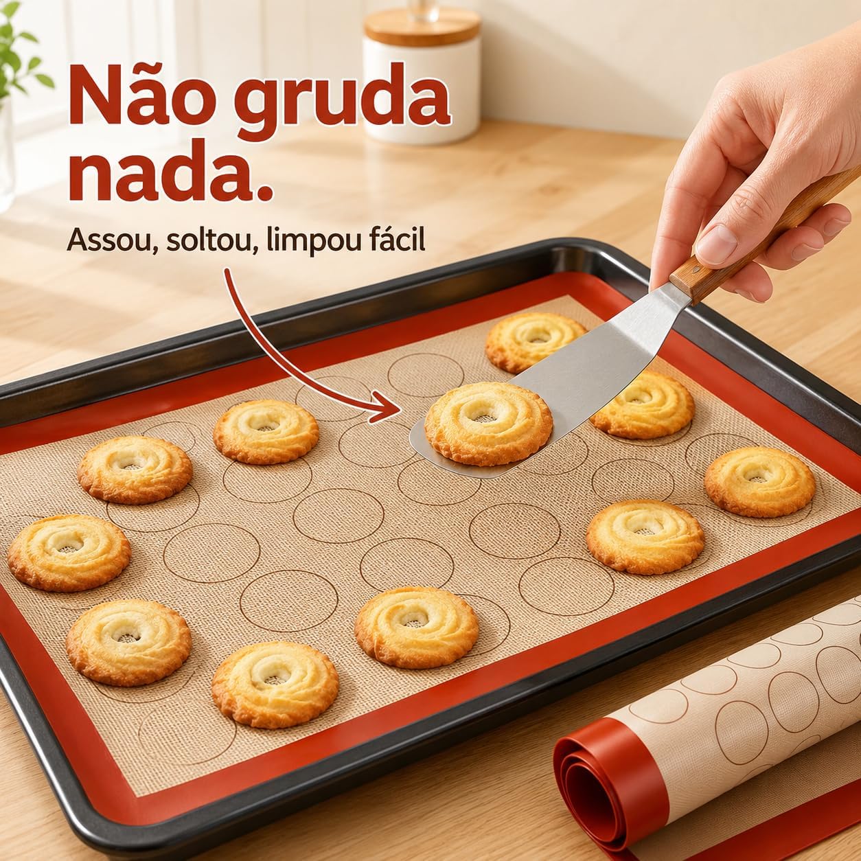 Kit 2 Tapete Culinário 42x29 de Silicone de Forno Ideal para Preparar Paes, Roscas, Pão de Queijo ou Forrar Formas Antiaderente Cozinha Reutilizável