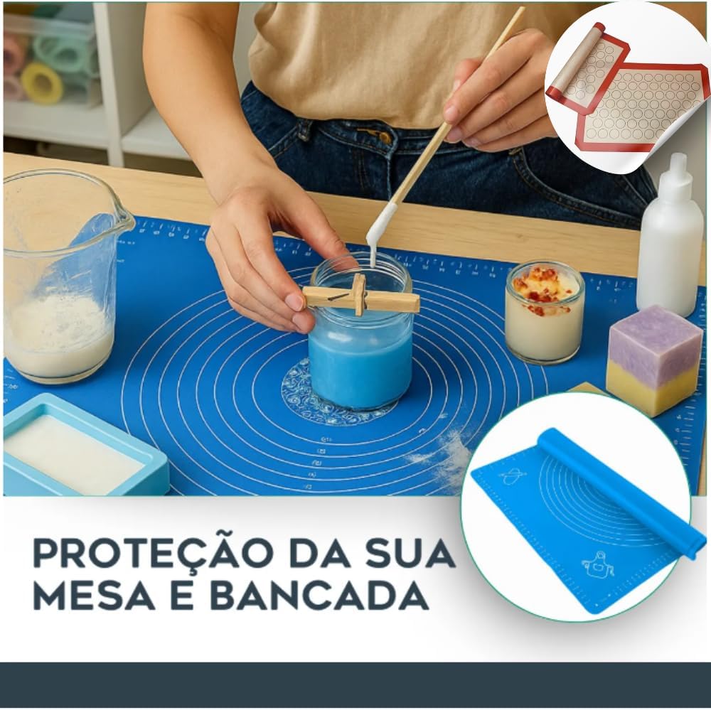 Kit Com 2 Tapetes De Silicone Culinário Ideal Para Confeitaria Preparar Massas Como Pães Pão de Queijo Rosquinhas Forma Antiaderente Reutilizavél Premium 30x 40 FONSES (CORES SORTIDAS)