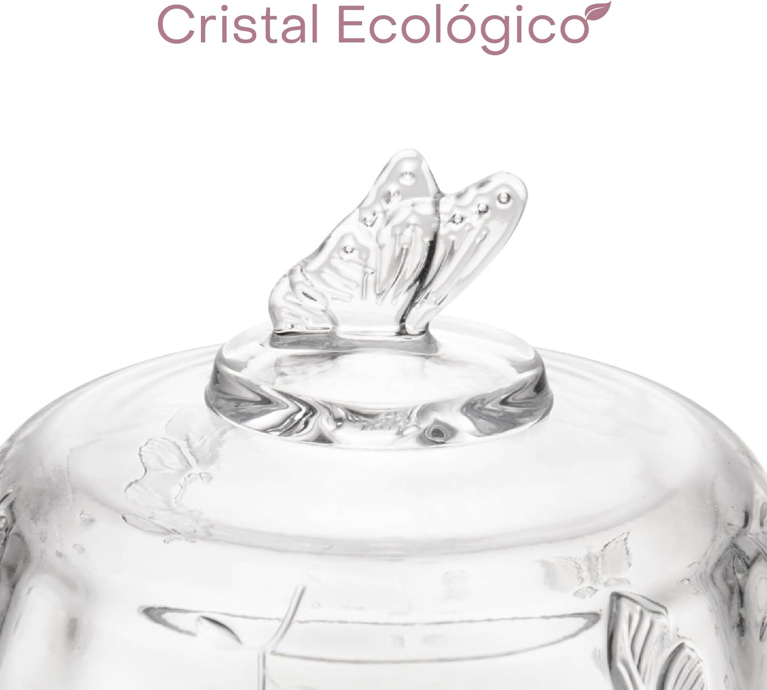 LYOR - Queijeira com Tampa New Butterfly com Fio de Ouro 19,5cm x 12,5cm Cristal Ecológico