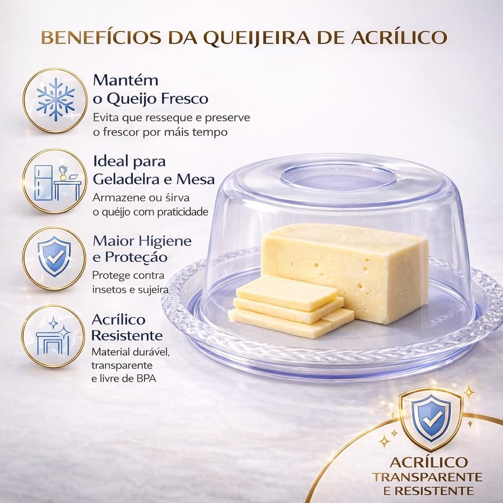 Queijeira com Tampa em Acrílico Transparente