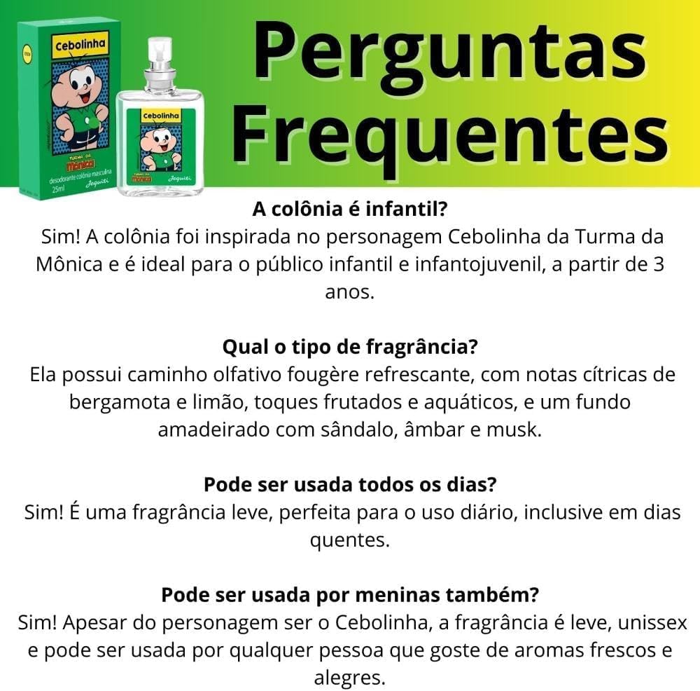 Colônia desodorante masculino teen Cebolinha Turma da Mônica 25ml em spray Jequiti
