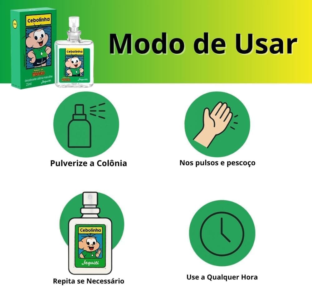 Colônia desodorante masculino teen Cebolinha Turma da Mônica 25ml em spray Jequiti