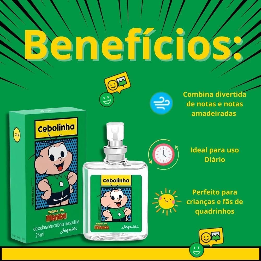 Colônia desodorante masculino teen Cebolinha Turma da Mônica 25ml em spray Jequiti