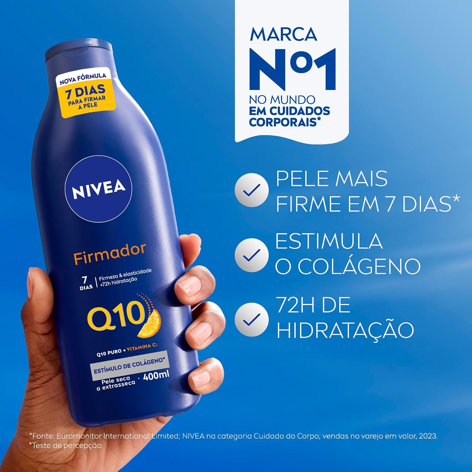 NIVEA Loção Hidratante Firmador Q10 + Vitamina C 400ml, Hidratação Intensa 48h, Pele Firme e Elasticidade, Corporal, Pele Seca e Extrasseca