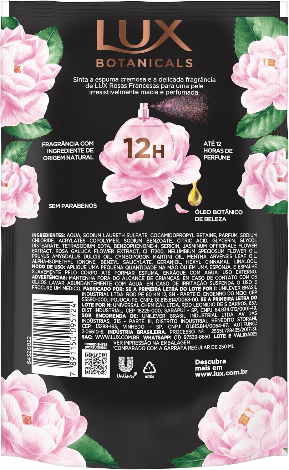 Sabonete Líquido Refil Corporal Lux Botanicals Rosas Francesas