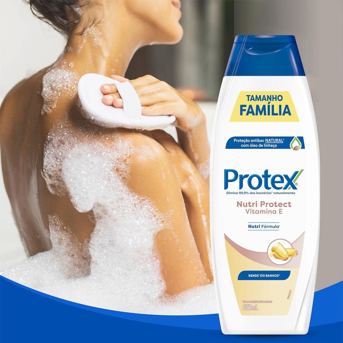 Sabonete Líquido Antibacteriano para Corpo Protex Nutri Protect Vitamina E 650ml