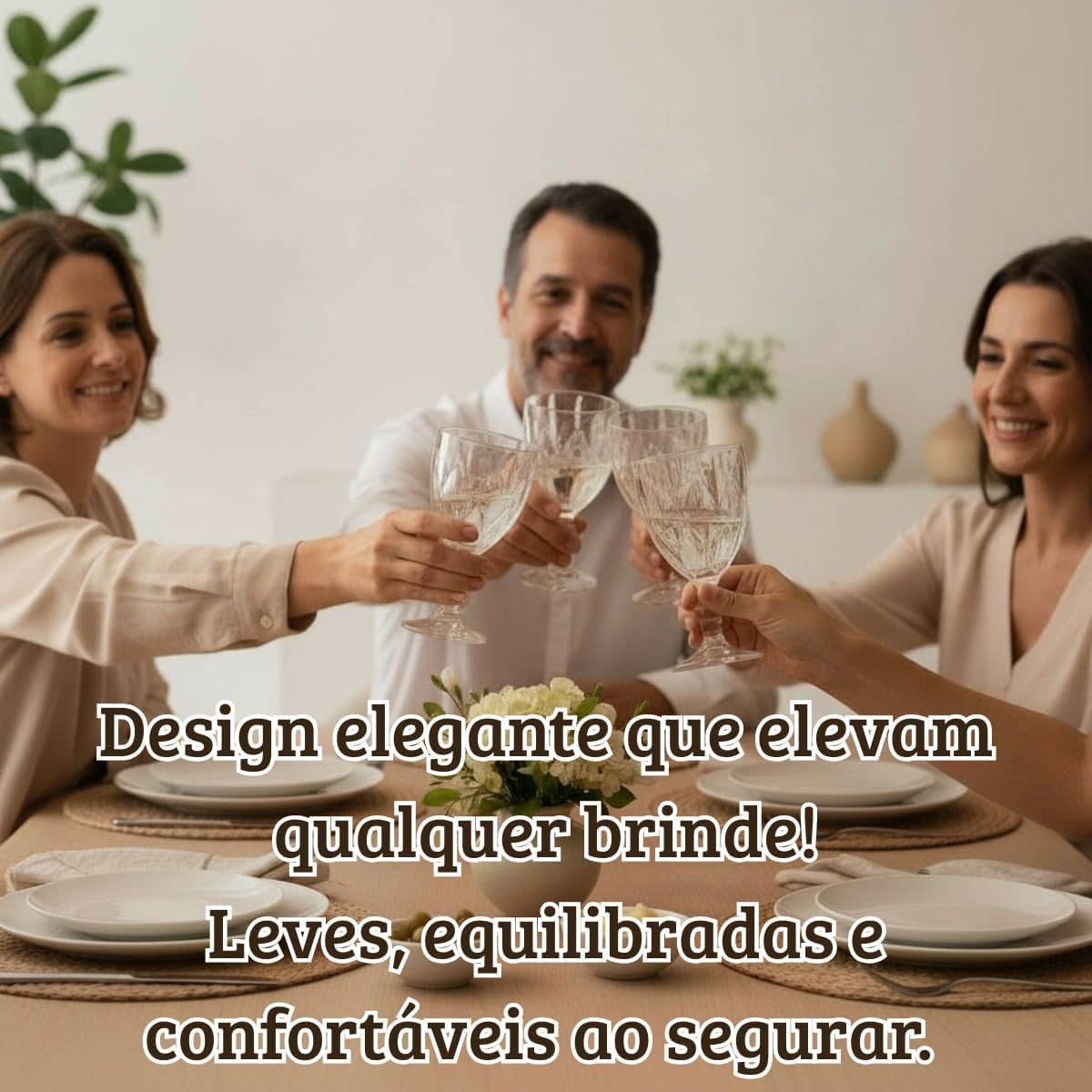 Jogo 6 Taças de Vidro Grande Diamond Bico Jaca 325ML Transparente Luxo para Vinho, Água e Drinks