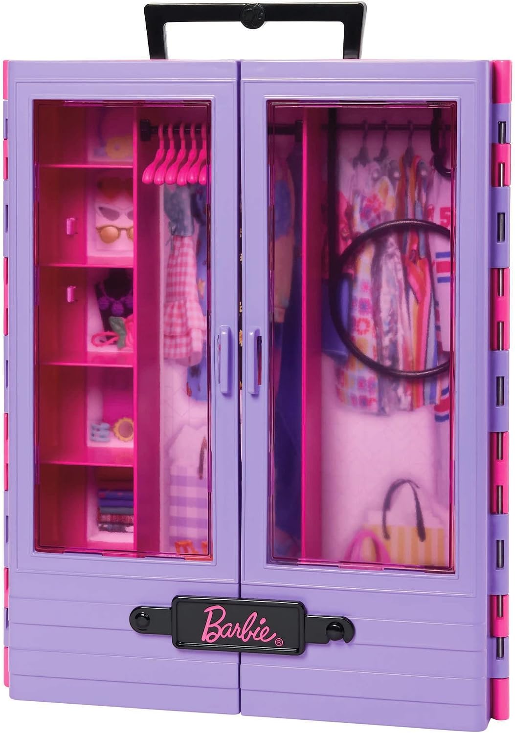 Armário de Moda Portátil para Bonecas Roxo e Rosa