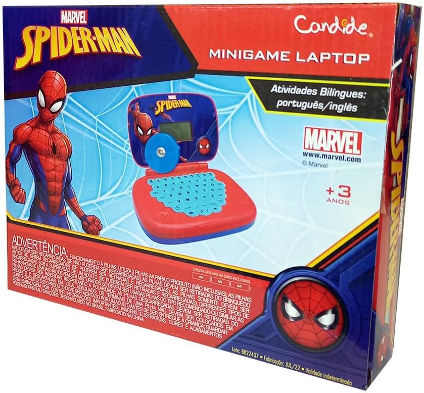 Laptop Infantil Educativo do Homem-Aranha com Música, Letras e Números