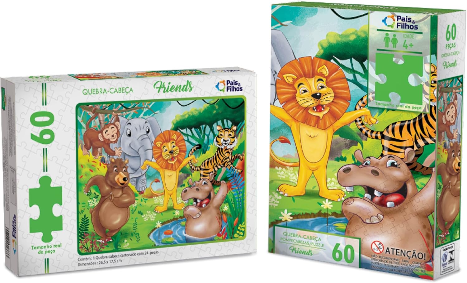 Quebra-Cabeça Pais e Filhos 60 Peças Colorido