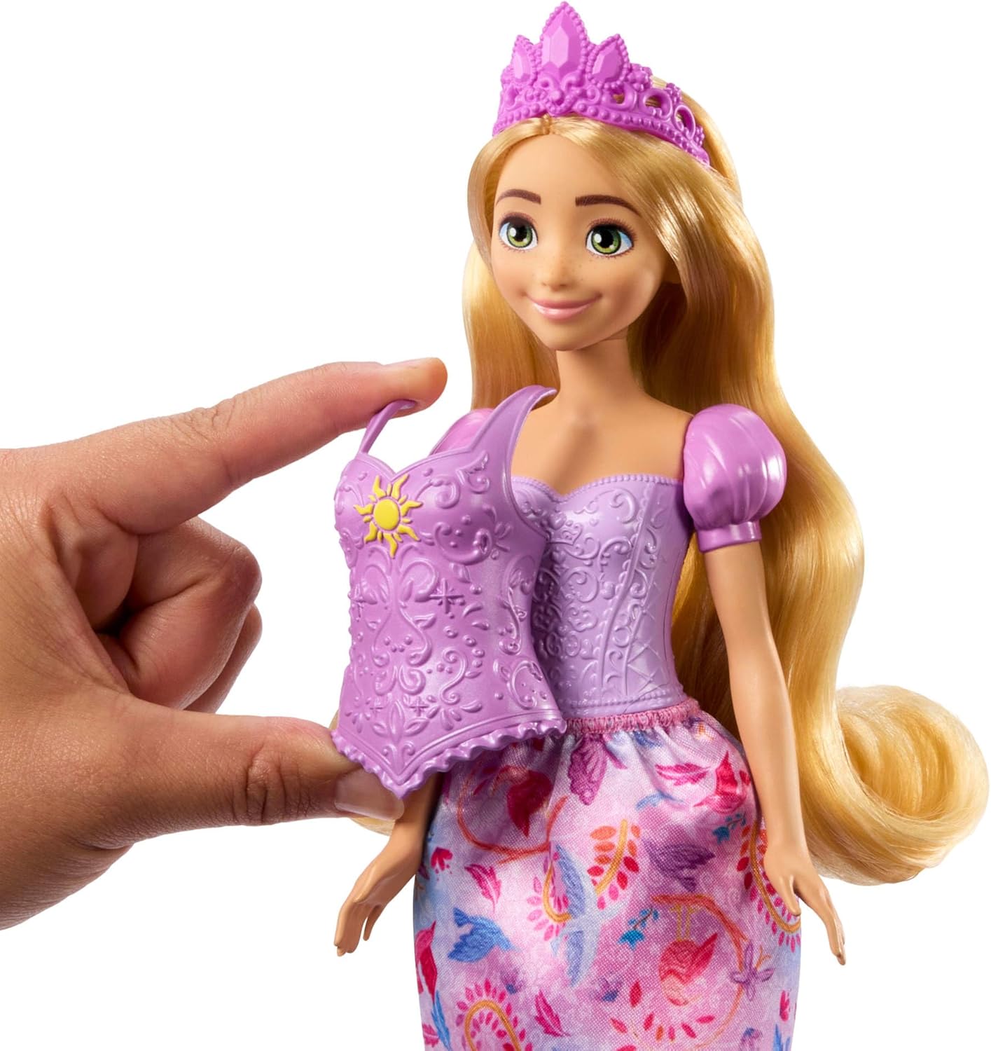 Disney Princesa Mudança de Vestido Rapunzel, Boneca com Looks Trocáveis e Acessórios Temáticos