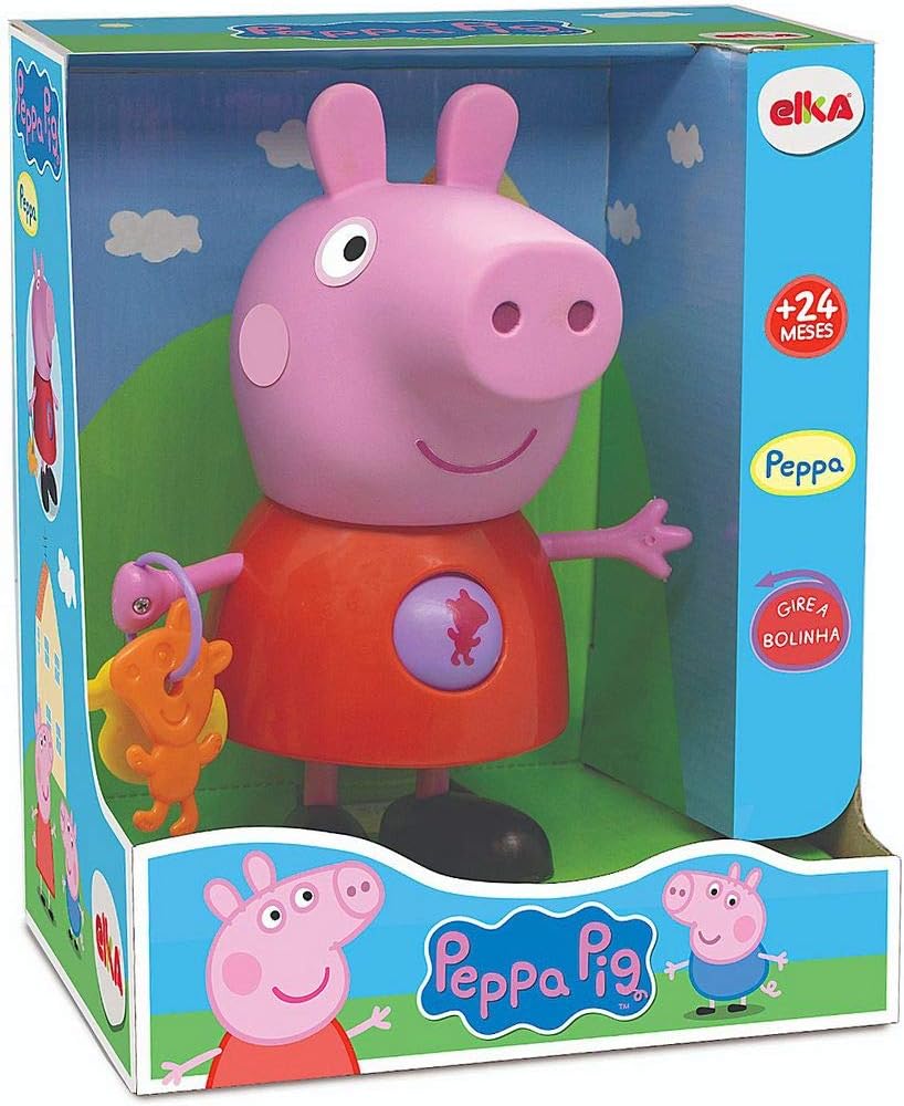 Peppa com Atividades - Peppa Pig, Elka, Corpo Vermelho/Braço/Pernas/Cabeça Rosa/Sapatos Preto/Figuras Coloridas