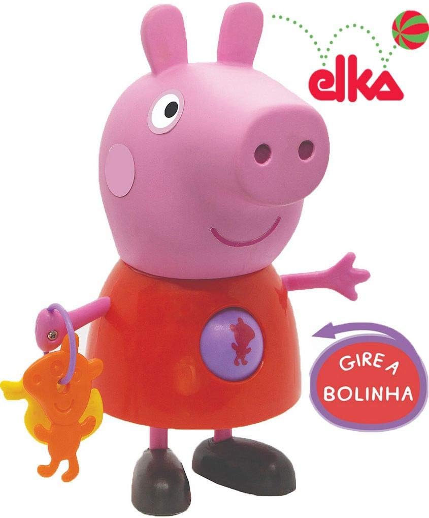Peppa com Atividades - Peppa Pig, Elka, Corpo Vermelho/Braço/Pernas/Cabeça Rosa/Sapatos Preto/Figuras Coloridas