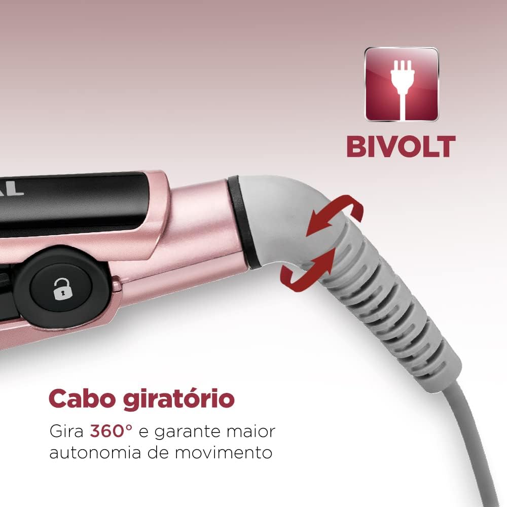 MONDIAL Prancha Alisadora, Golden Rose/Preto, Bivolt - P-20