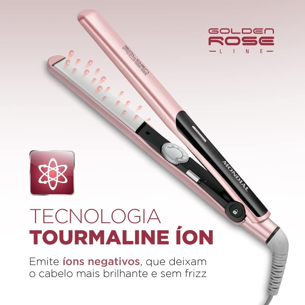 MONDIAL Prancha Alisadora, Golden Rose/Preto, Bivolt - P-20