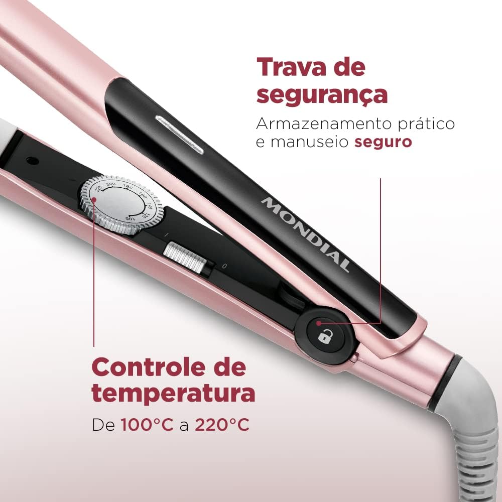 MONDIAL Prancha Alisadora, Golden Rose/Preto, Bivolt - P-20