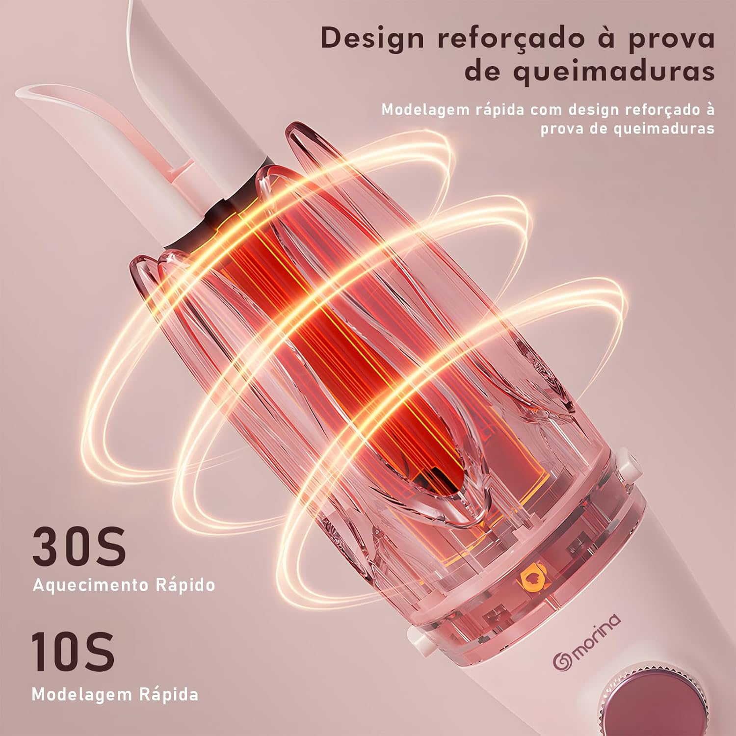 Modelador de Cachos Automático 3 em 1 (28/32 mm) com Escova Alisadora, Display LCD, 4 Temperaturas, Revestimento Cerâmico com Íons Negativos, Aquecimento Rápido, Desligamento Automático
