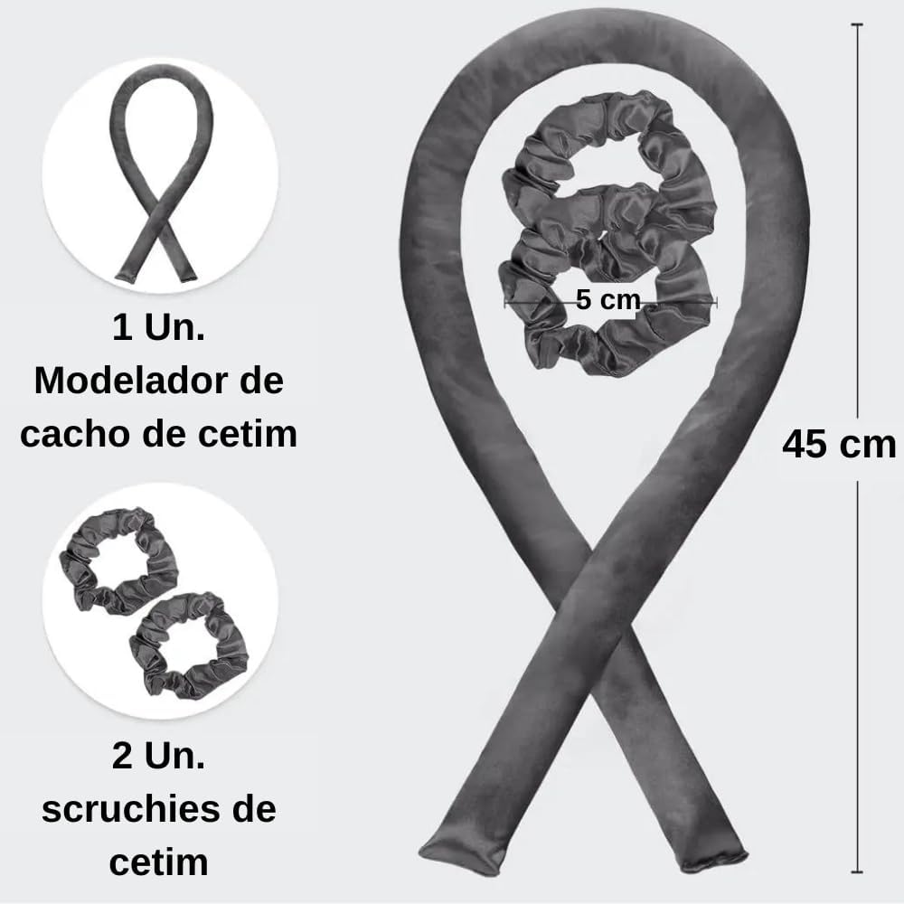 Kit Modelador de Cachos Heatless em Cetim para Dormir
