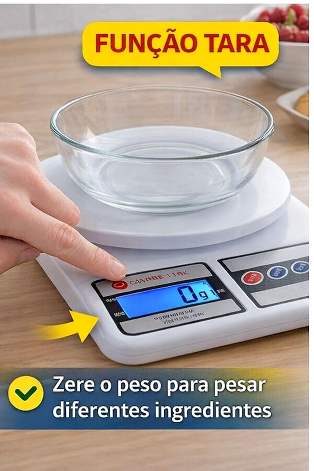 Balança de Cozinha Digital de Precisão até 10Kg Compacta para Receitas Doces e Salgadas, artesanato, delivery e laboratórios