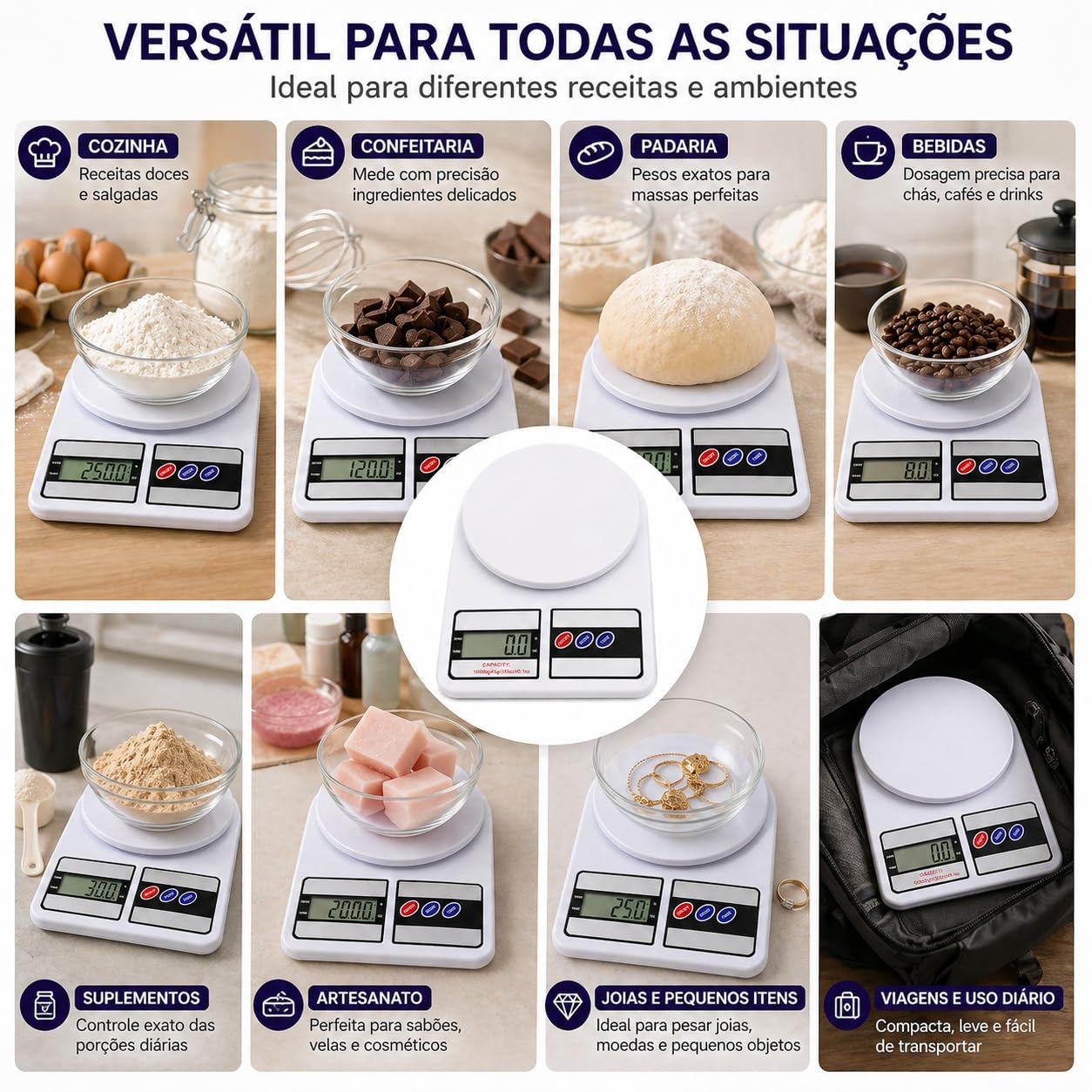 Balança Digital de Cozinha 10kg com Precisão de 1g