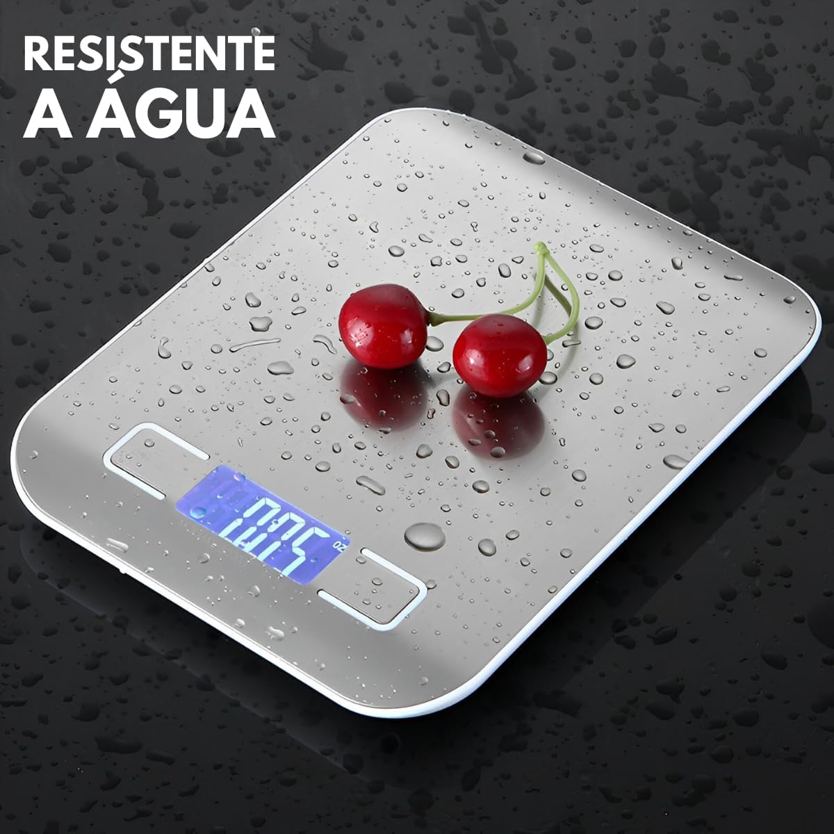 Balança de Cozinha Inox Digital para Alimentos Dieta Fitness Alta Precisão Resistente a Água Com Base Antiderrapante e Visor de Alta Definição Pesagem de 1g até 10kg Premium