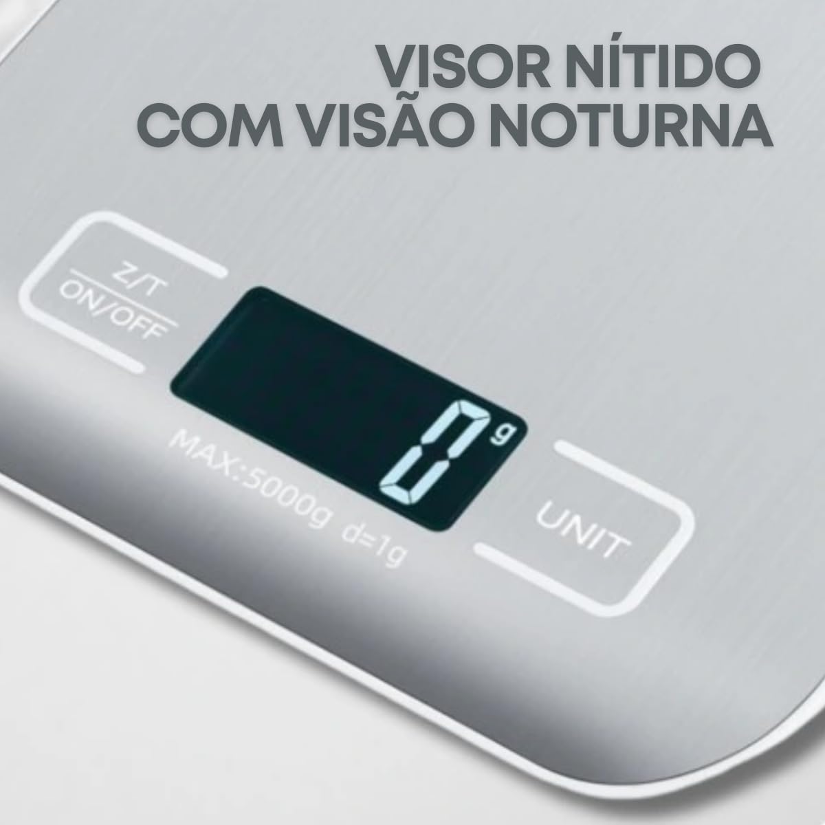 Balança de Cozinha Inox Digital para Alimentos Dieta Fitness Alta Precisão Resistente a Água Com Base Antiderrapante e Visor de Alta Definição Pesagem de 1g até 10kg Premium