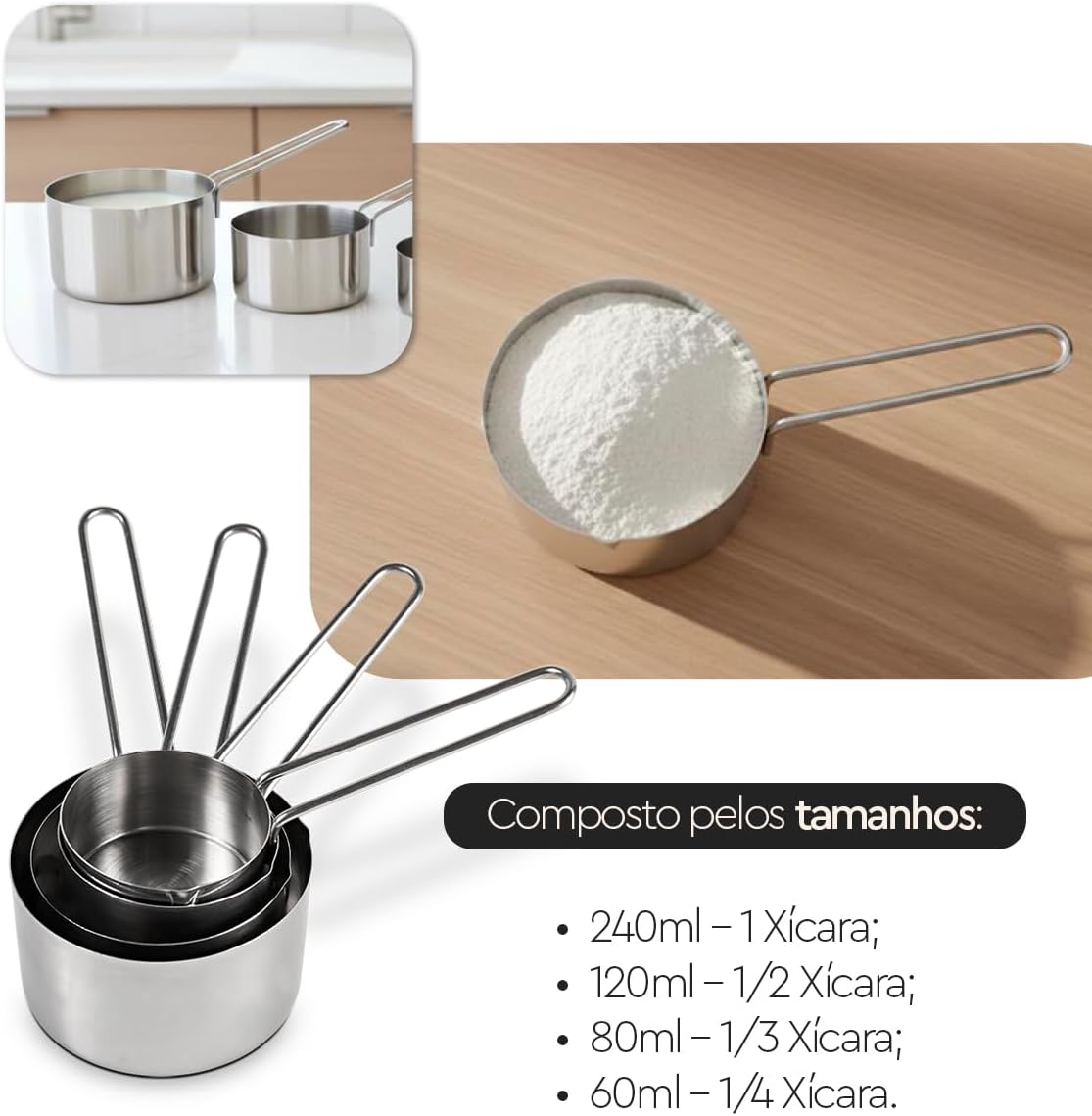 Conjunto de Medidores Top Pratic 4 Tamanhos