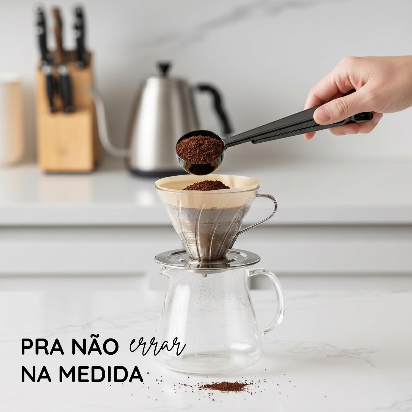 Colher Café Medidora 5g Pó de Café Prendedor Pacote em Inox Preto 17cm