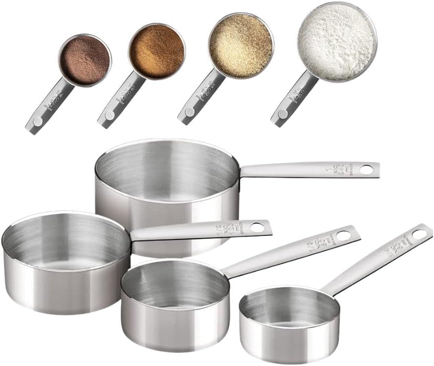 Kit 4 Xícaras Medidoras em Aço Inox