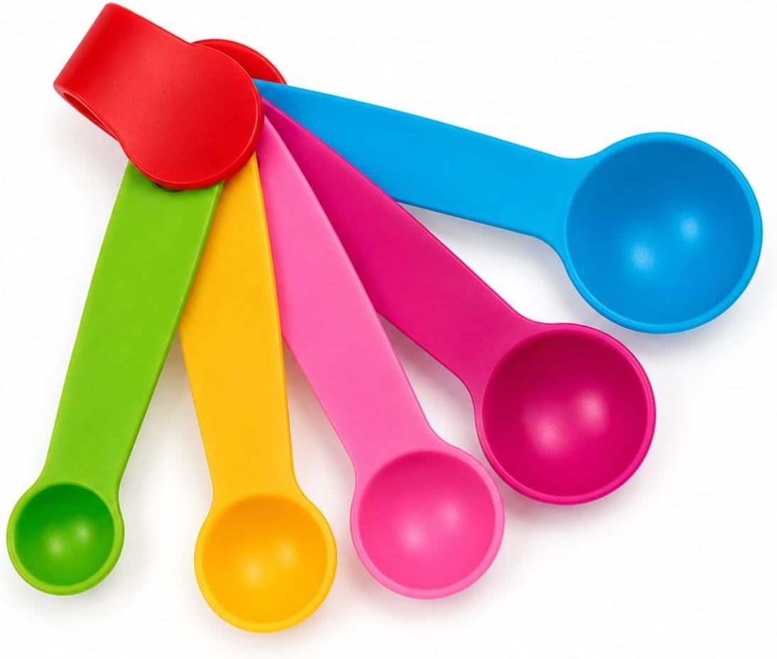 Kit 5 Colheres Medidoras Medidas ML Gramas Medidores Culinários Colher Chá Sopa Dosadoras Porções Receitas Confeitaria Café Whey Temperos Doces Sobremesas Utensílio Cozinha Livre BPA Premium