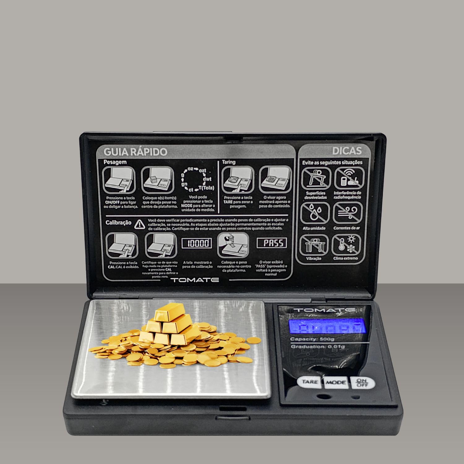 Mini Balança de Precisão 0,01g até 500g com Display LED