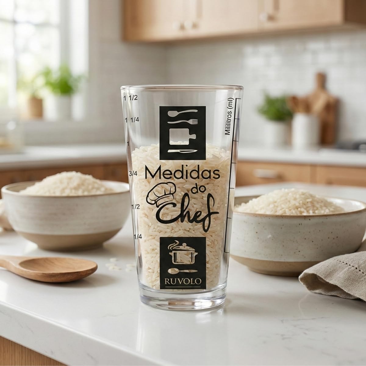 Ruvolo, Copo Medidor Vidro Chef Cozinha Receitas Profissional Resistente Multiuso 415ml