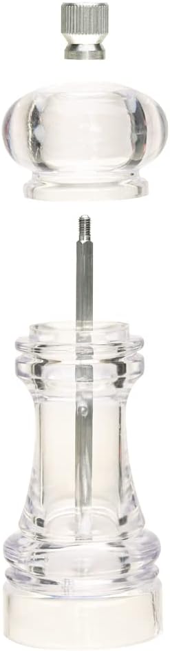 Mimo Style Moedor Manual de Acrílico Pimenta e Sal 15cm Ideal Para Moer Graõs e Condimentos Secos, Moedor de Cerâmica Com Pino Regulador de Tamanho do Grão