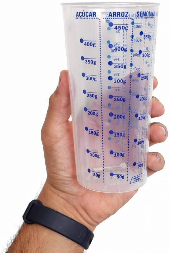 Copo Medidor de Plástico com Escalas para Ingredientes Secos e Líquidos