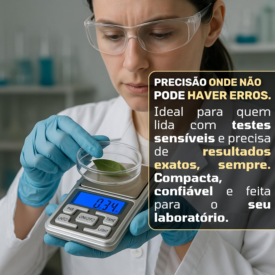 Mini Balança Digital de Alta Precisão 0,1g a 500g – Portátil de Bolso com Visor LED, Função Tara – Para Cozinha, Joias, Ouro, Temperos e Metais – Acompanha 2 Pilhas AAA Premium