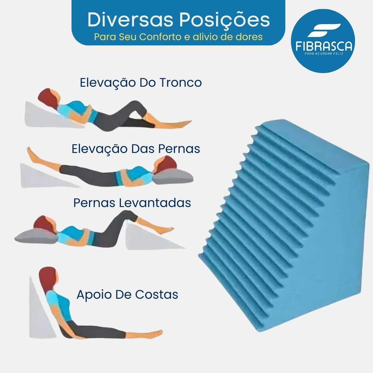 Travesseiro Triangular Encosto Anatômico – Branco - Fibrasca