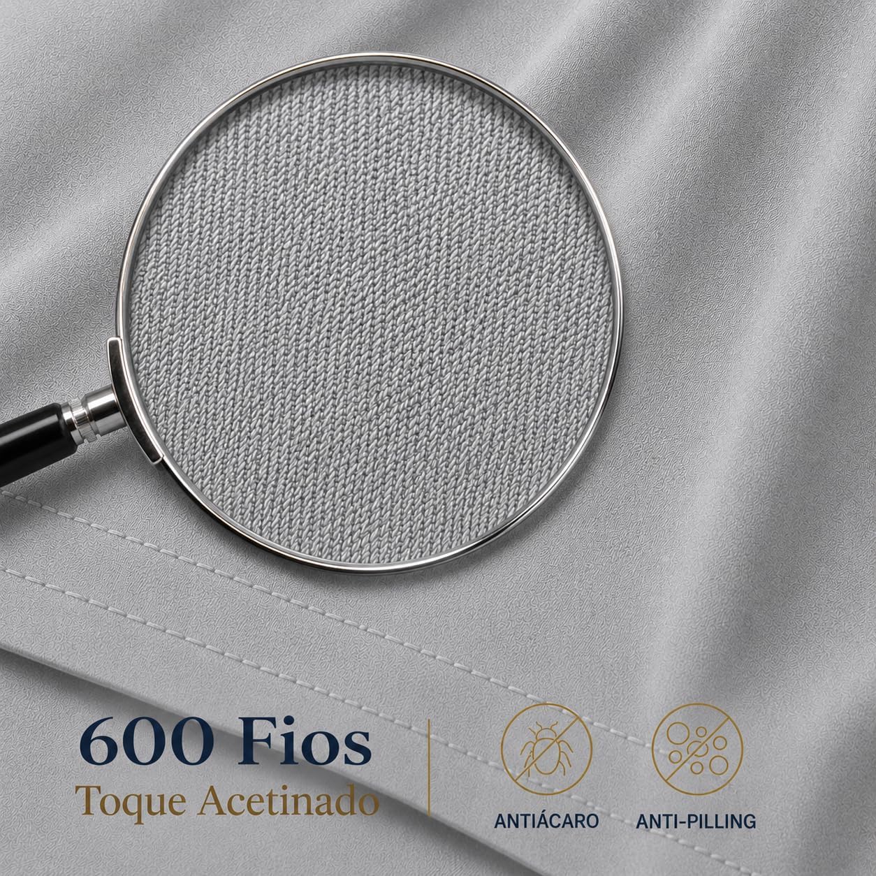 Jogo de Cama Percal 600 Fios Algodão com Elástico Premium (Cinza, Solteiro)
