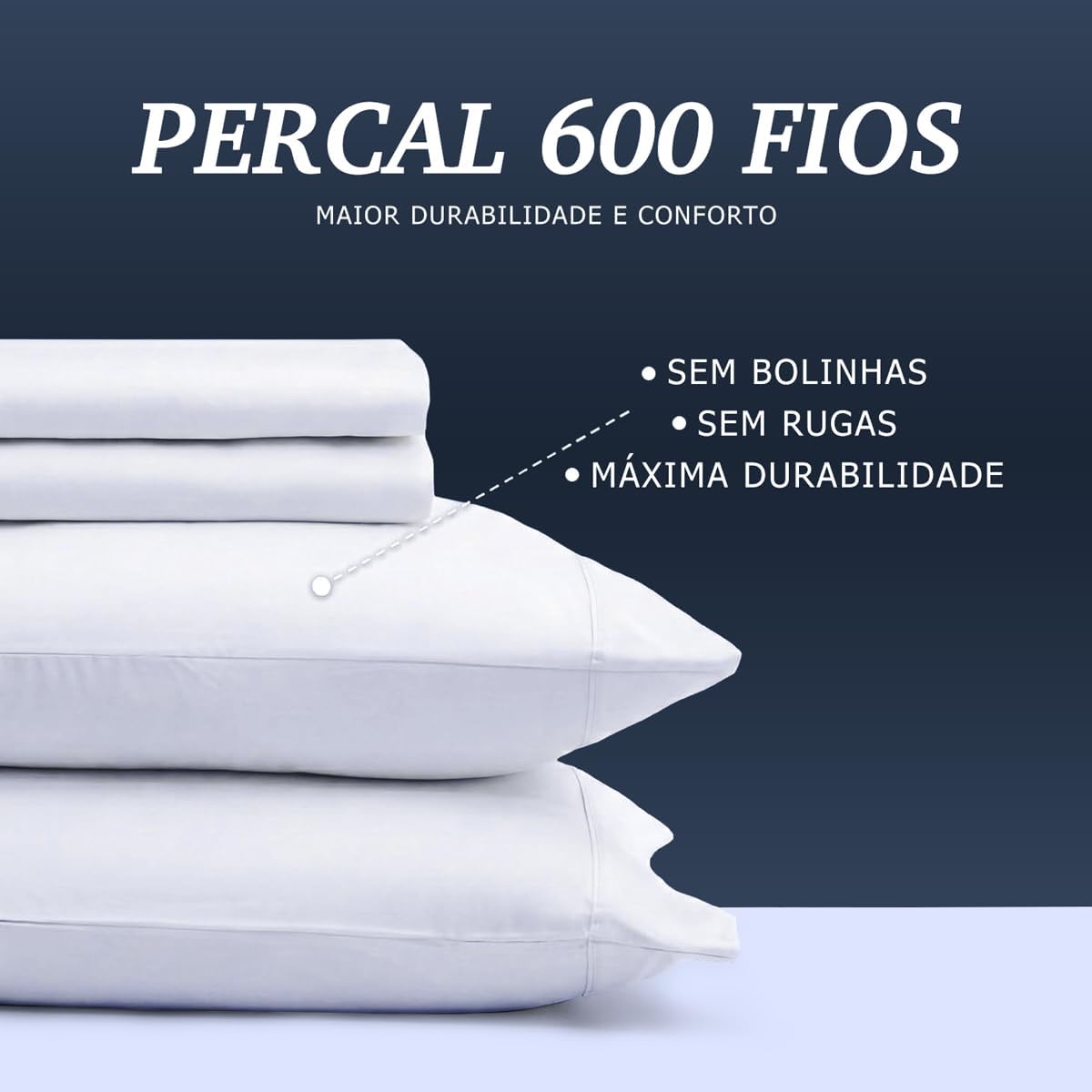 Jogo de Lençol Queen Percal 600 Fios 4 Peças Branco