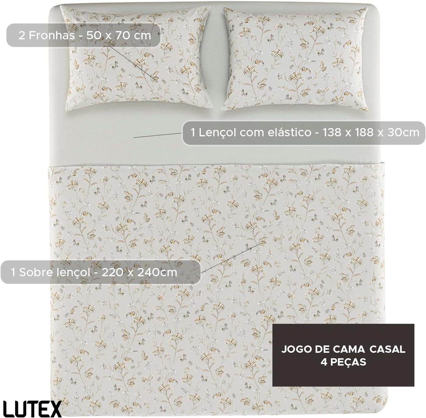 Jogo de Cama Casal 160 Fios Karsten 100% Algodão